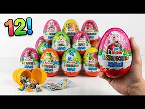 Giant Kinder Surprise Maxi Easter Eggs 12 Pack Unboxing | ASMR Satisfying