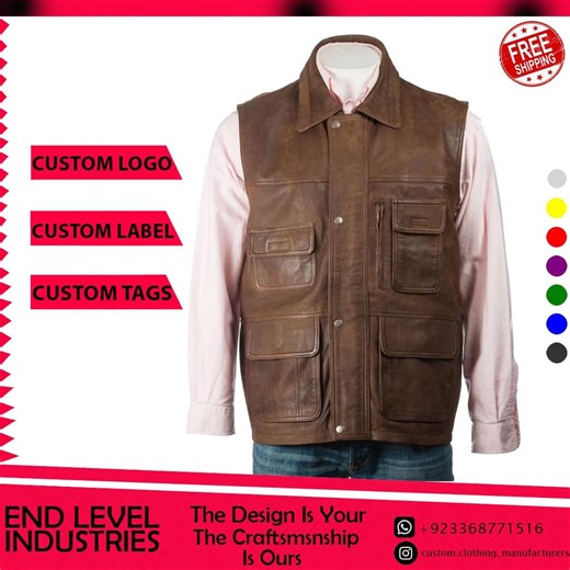 Men's Brown Cowhide Leather Western Vest, Motorcycle Riding Vest - Etsy