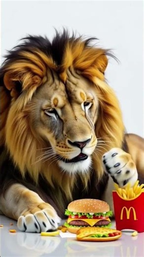 3d animation lion eating fast food restaurant #3danimation