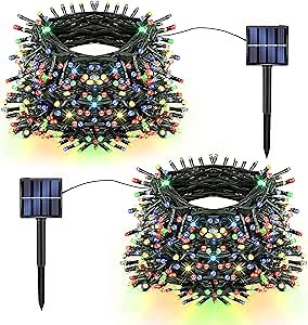 TW SHINE 2 Pack Solar Christmas Lights Decorations Outdoor, Total 400 LED 132 FT Solar Powered Outdoor Christmas Light with 8 Modes, Waterproof Christmas Decor for Home Tree Party Yard (Multi-colored)
