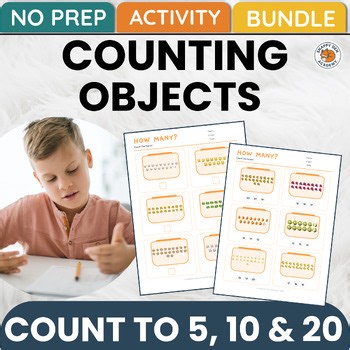 Counting Objects to 5, 10, 20 Kindergarten Worksheets Number Recognition BUNDLE