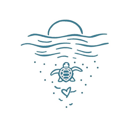 Sea Turtle Sunset Embroidery Design, Summer Vacation Digital File, 4 Sizes - Etsy