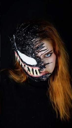 VENOM makeup transformation 🖤 #makeup #venom #marvel #spiderman #cosplay