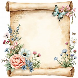 12 Floral Scroll Clipart, Vintage Scroll, Antique Scroll Paper, High Quality Png/jpgs, Card Making, Paper Craft, Junk Journal Supplies - Etsy