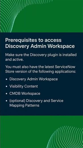 Pre-requisite to access Discovery Admin Workspace in ServiceNow