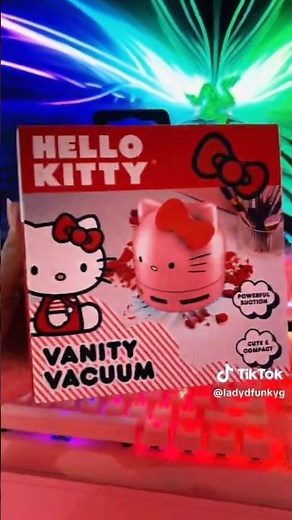 2024 Sanrio Hello Kitty Vanity Desktop Vacuum Pink with Red Bow & Cleaning Brush!