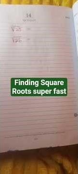 How to find Square Roots Super Fast.