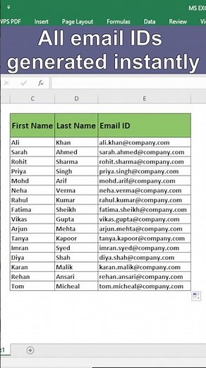 Generate Email IDs Automatically in Excel 🔥
