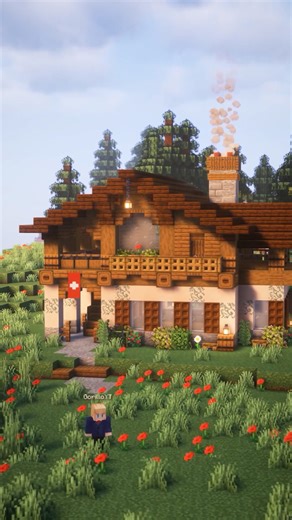 Wooden Chalet Build for Cold Biomes in Minecraft