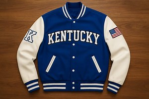 Royal Blue & White Varsity Jacket Leather Sleeves With Kentucky Text – Unisex Letterman Style - Etsy