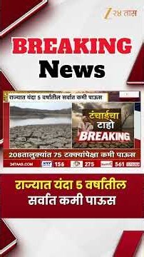 Maharashtra Rainfall Update | राज्यात यंदा 5 वर्षांतील सर्वात कमी पाऊस | Zee24Taas