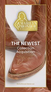 Announcing the latest addition to the Marilyn Monroe Collection… Marilyn Monroe’s personal cowgirl boots, worn in her final completed film, The Misfits. These boots by @hyerboots are tan leather with yellow and green stitching, size 7 1/2 B, the same size as Marilyn’s white Ferragamo shoes, which are also part of the collection. Marilyn wore these boots as she portrayed “Roslyn Tabor” in The Misfits, her last completed movie released in 1961. The boots are seen in the last 43 minutes of the film