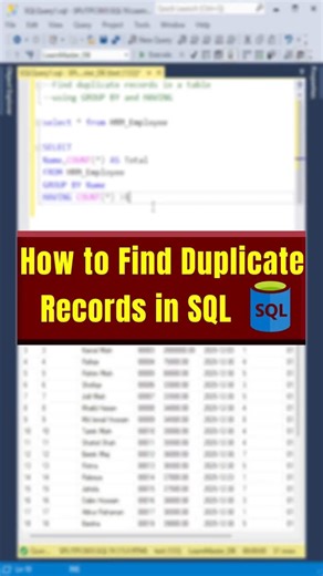 how to find duplicate Records in SQL #SQLServer #FindDuplicates #DataCleaning #SQLQueries #Database