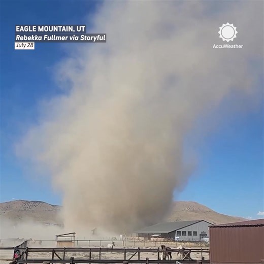 21K views · 428 reactions | A massive dust devil spun through a Utah ranch, kicking up dirt while the horses barely blinked. | AccuWeather | Facebook