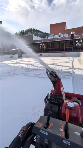 Here we are making South Dakota winter rainbows, clearing the rink and grounds from last night rain/snow mix! Open at Noon today! | Outlaw Square