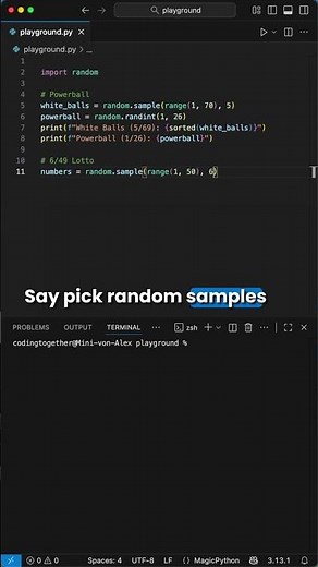 Lotto Number Generator in Python #coding #python #pythonprogramming