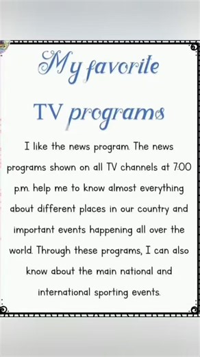 42K views · 1.3K reactions | MY FAVORITE TV PROGRAMS, essay on my...