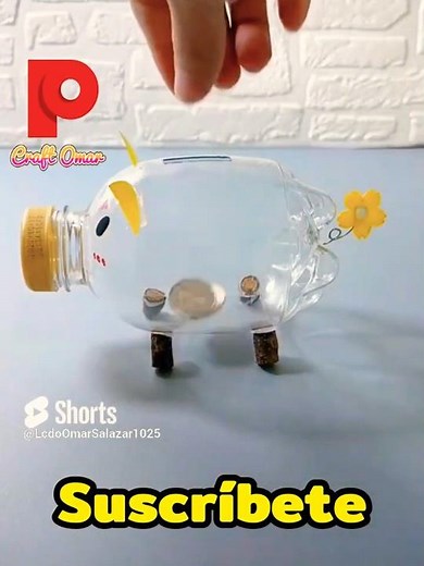 Alcancía de chanchito hecha con botella plástica #manualidades #craft #diy