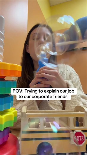 SLPs 🤝 blowing bubbles, playing uno, and stacking blocks #slp #speechtherapy #therapy #speechlanguagepathologist