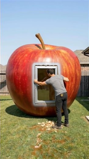 Transforming a Giant Apple into a Secret Bunker 🍎😳 #epic #diy #timelapse