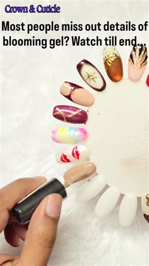 Crown&Cuticle by Aashma on Instagram: "Blooming Gel Nail Art DM & Comment 'NAILS' for tips and tricks of blooming gel nail art. #nailart #beauty #naildesigns #bloominggel #crownandcuticle"