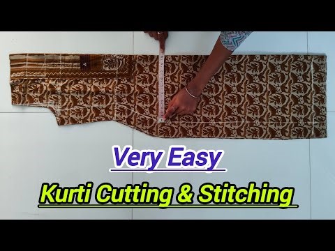 Very Easy Kurti Design Cutting & Stitching | Designer Kurti Cutting & Stitching Full Tutorial