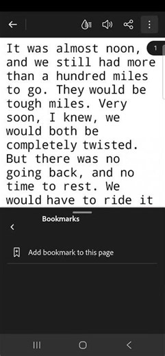 How to bookmark reading in Reader Mode in Adobe Acrobat Reader for Android OS.