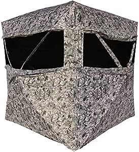 Hawk Reveal Hunting Archery Durable 73" Height Water Resistant Camo Concealing 3 Person Ground Blind with See-Through Mesh Window Panels