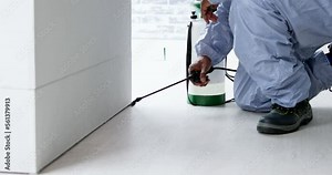 Pest Control Exterminator Man Spraying Termite Pesticide