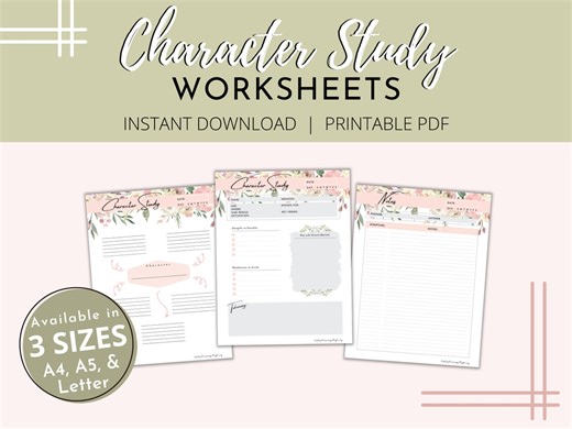 Character Bible Study Guide: Printable Worksheets (A4, A5, Letter) - Etsy
