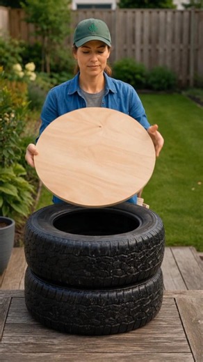 DIY Tire Ottoman Makeover 🔥 | Amazing Backyard Furniture Transformation #shorts