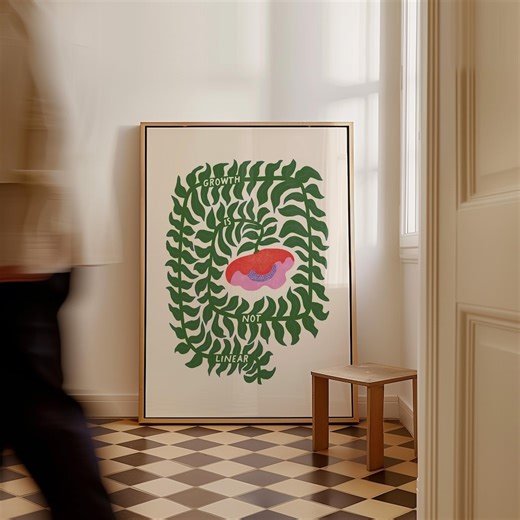 Growth is Not Linear Print: Green Flower Inspirational Wall Art (digital Download)) - Etsy