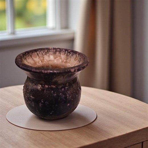 Raku Art Pottery-pot Planter Dark Glaze - Etsy