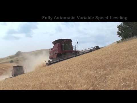 Case-IH combine equipped with Hillco Hillside Leveling Systems