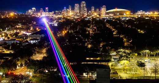 Florida banned Pride crosswalks — so St. Pete lit up the sky with rainbow lasers instead