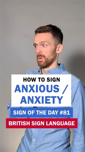 How to sign Anxious or Anxiety: BSL Sign of the Day 81 Learn how to sign Anxious or Anxiety in BSL. Signs in BSL focus on their core concept, rather than their grammatical role in English hence the sign remains the same for 'anxious' and 'anxiety'. The example sentence in English is: Paul feels anxious when he goes to social gatherings. #BSL #BritishSignLanguage #BSLSignoftheDay | Commanding Hands
