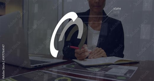 White arc appearing, office worker pausing, thinking, touching collar, resuming pink-pen writing