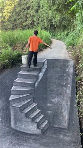 This Staircase Doesn’t Exist… But People Still Stop 😳#3dart #3dstreetart #3dart