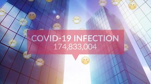 Texto Infección Covid Con Casos Aumento Múltiples Emojis Cara Flotando