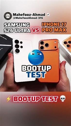 iPhone 17 Pro Max VS Samsung S26 Ultra Boot Up Test #shorts #iphone #samsung #viral #bootup