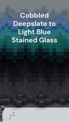 Cobbled Deepslate to light blue stained glass minecraft wall gradinet #shorts #short #shortvideo