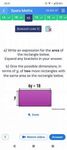 a) Write an expression for the area of the rectangle below. Exp... | Filo