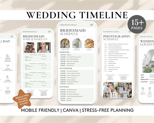 Wedding Timeline Template: Canva Itinerary & Checklist Bundle (digital Download) - Etsy