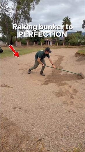 How to rake a PERFECT bunker #golf #golfcourse #golfer #golfgear #bunker #diy #howto