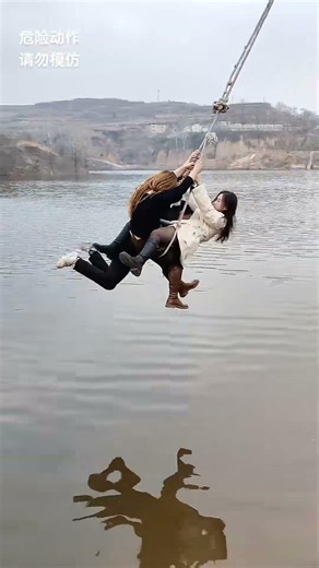 How did these two beauties ride together!# Swing on the water# Watch and laugh again# Do not imitat