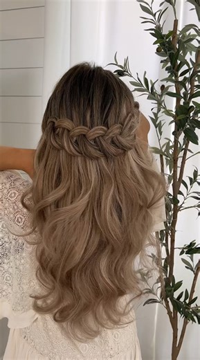 Romantic crown braid hairstyle tutorial