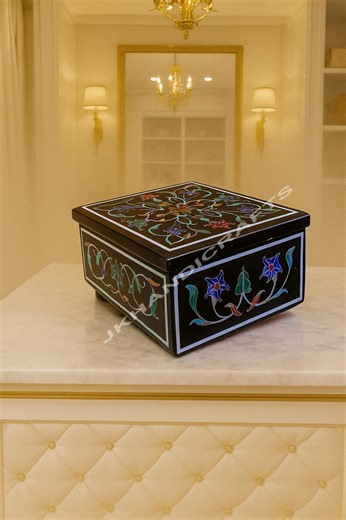 Belgume Marble Jewelry Box – Elegant Floral Design With Lapis Lazuli Inlay for Fine Jewelry & Housewarming Gift - Etsy