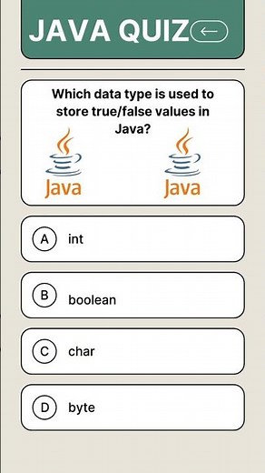 Java MCQ #6 ✅ Which Data Type Stores True/False? | JavaDrill Shorts