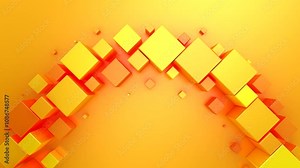 Cubes Form a Wave. Abstract motion, two color, 3d rendering, 4k resolution