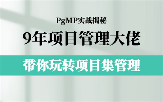 PgMP实战揭秘：9年项目管理大佬带你玩转项目集管理，如何构建项目集管理思考力？